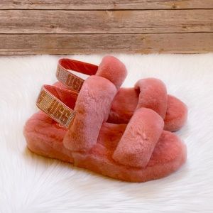 UGG Oh Yeah Bling Slides In Vibrant Coral